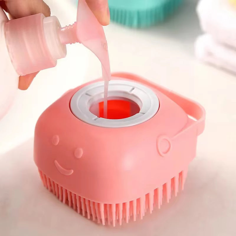 Bathroom Dog Bath Brush Massage Gloves Soft Safety Silicone Comb with Shampoo Box Pet Dog Brush