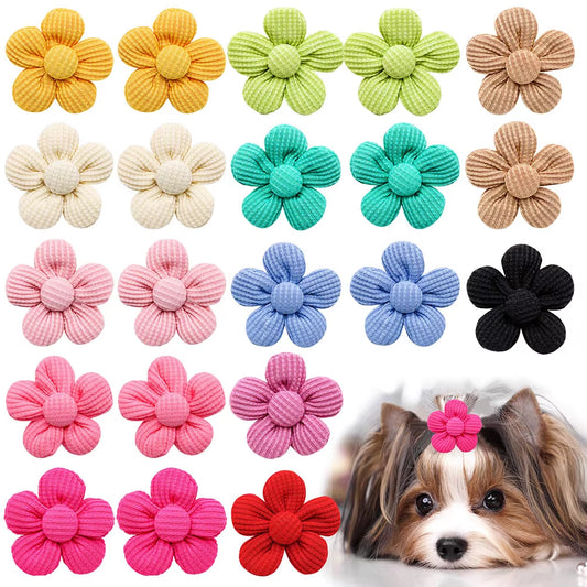 10PCS Spring Dog Bows for Puppy Cat Flower Bowknot Rubber Bands for Dogs Fashion Dog Hair Accessories Dog Grooming Accesories