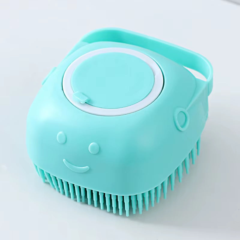 Bathroom Dog Bath Brush Massage Gloves Soft Safety Silicone Comb with Shampoo Box Pet Dog Brush